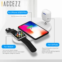 accezz 3 in 1 10w 7 5w qi fast wireless charging for iphone 8 8p plus x xs max xr quick charge for apple watch airpods charger