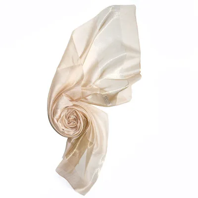 Beige CoolCheer новые шелковые шарфы элегантные шелковые женские шарфы сшитые золотые шелковые шарфы длинная мягкая шаль шарф из органзы - Цвет: Beige
