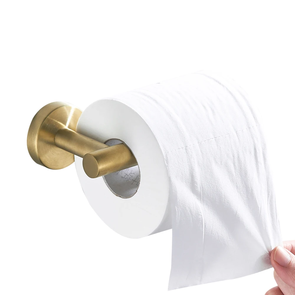 Leyden Bathroom Toilet Paper Holder Stainless Steel, Brushed Gold Tissue Holder Roll Wall Mount