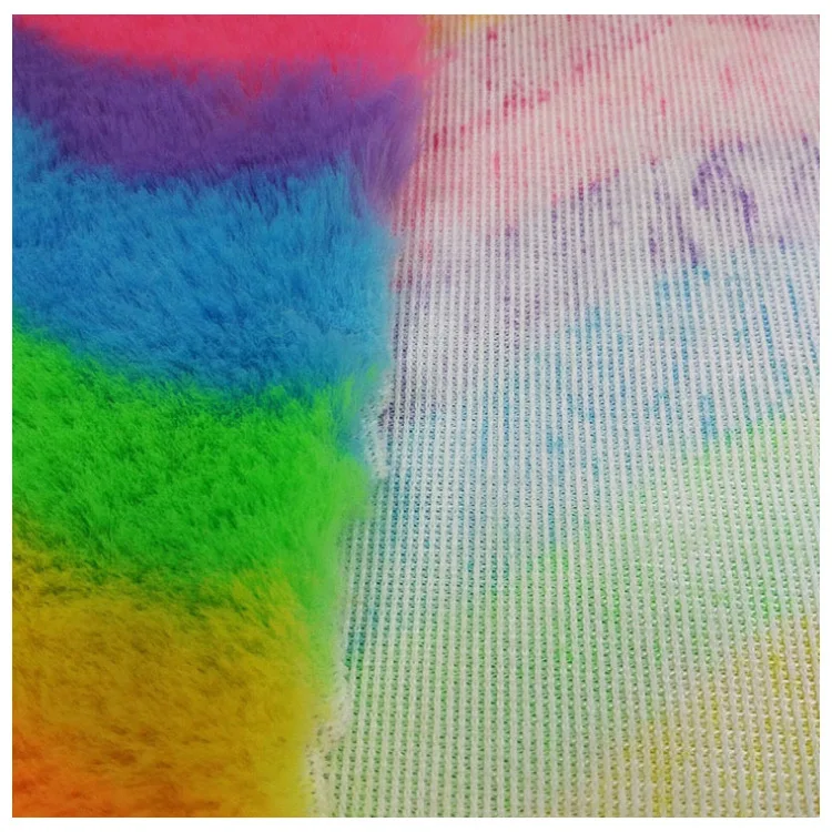 Искусственный мех жаккардовая семицветная Радужная полосатая игрушечная ткань