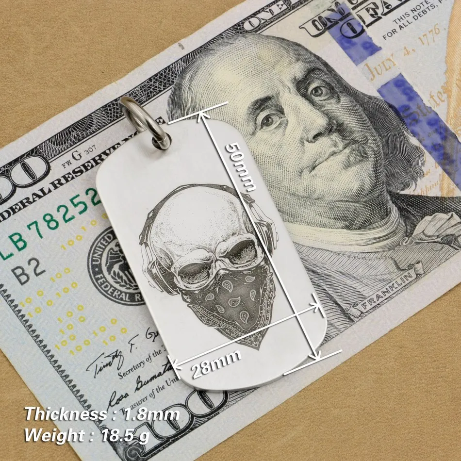 Яркая деталь Мужская подвеска из нержавеющей стали 316L в стиле панк с черепом 9x201