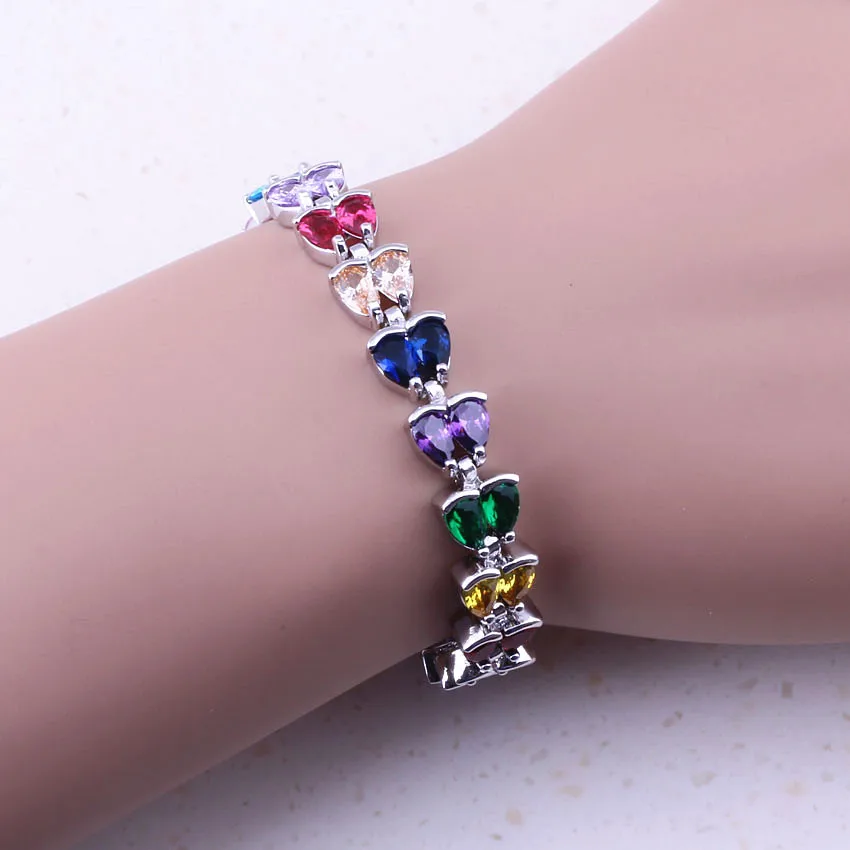Женский многоцветный браслет с подвесками в виде сердца 18/20 см|jewelri|jewelry sewingjewelry