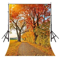 5x7ft maple leaf backdrop autumn maple road scenery photography background and studio photography backdrop props