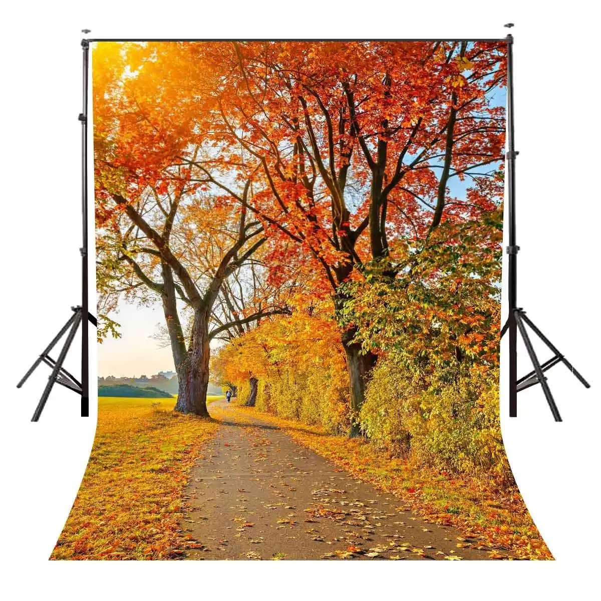 5x7ft кленовый фон с листьями осенний для фотосъемки изображением кленовой дороги