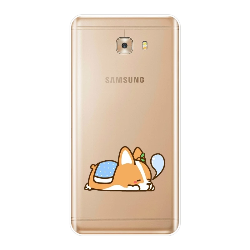 Мягкий силиконовый чехол для Samsung Galaxy C5 C7 C8 Corgi Cute Dog C9 Pro|Бамперы| |