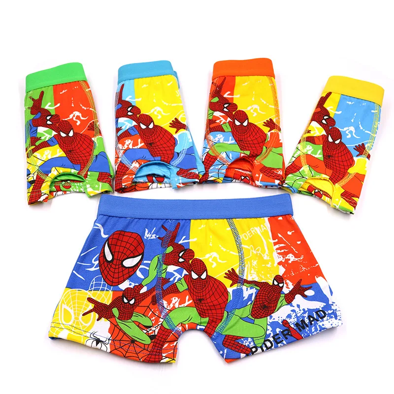 Шелковые трусы для мальчиков 3 9 лет боксеры с рисунком Человека паука нижнее