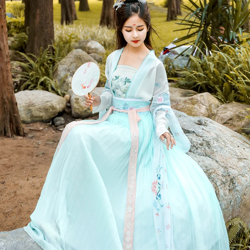 

Hanfu Women Traditional Dance Costume Folk Festival Outfit Fairy Dress Oriental National Performance Clothes Stage Suit DF1011