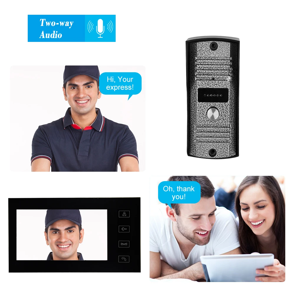 7-дюймовый ЖК-дисплей Видео дверной глазок звонок сенсорная кнопка видео домофон