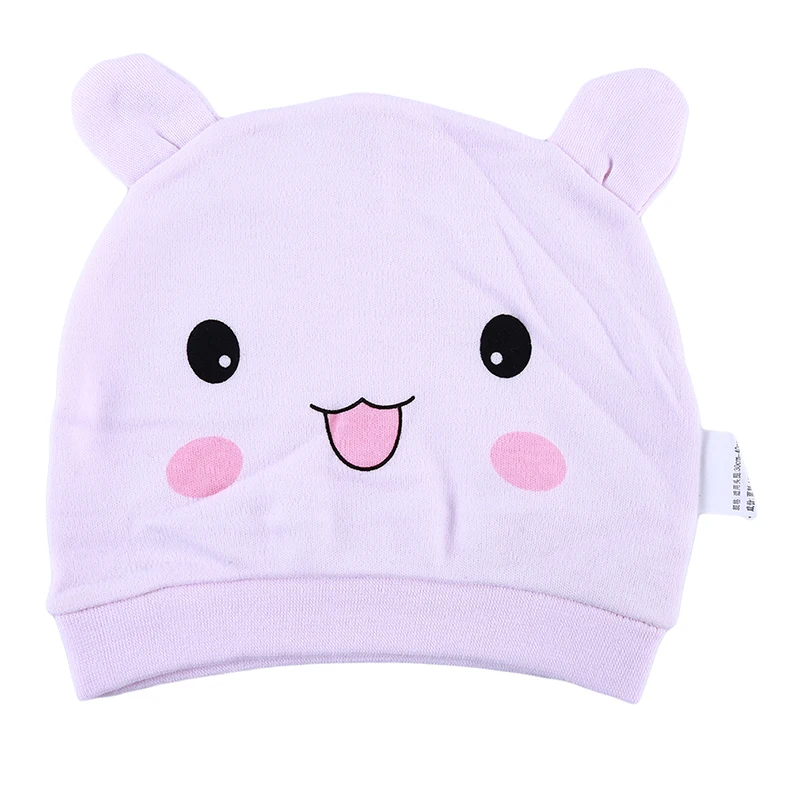 pink smile Шапочка для новорожденных с милым мультяшным Кроликом, котом, поросенком и смайликами; хлопковая детская шапка для мальчиков и девочек; принадлежности для младенцев; разные цвета на выбор - Цвет: pink smile