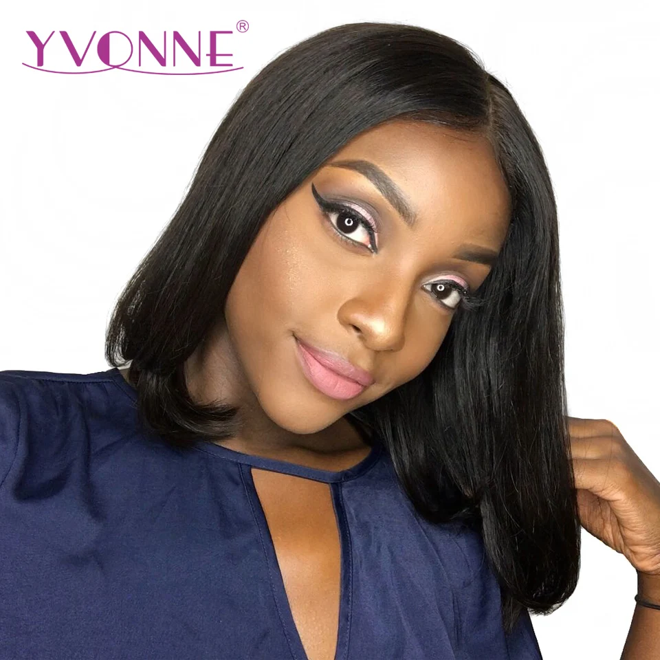 YVONNE 13х6 короткие парики бразильские натуральные волосы прямые человеческие для
