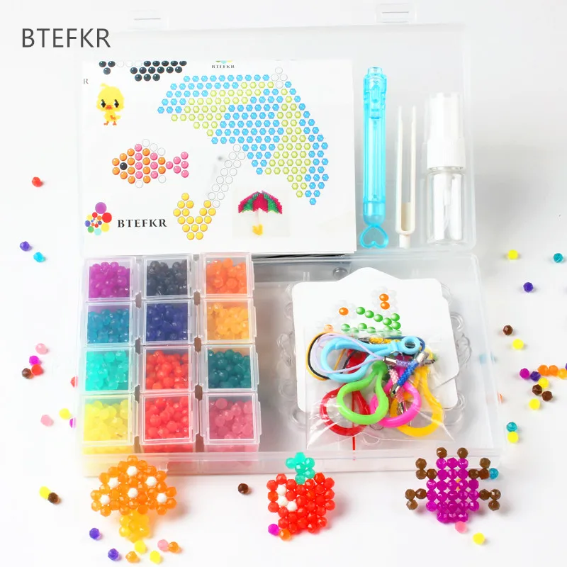 1200pcs Water Sticky Beads 3D Puzzle Toys 12 Colors Jewel Spray Pegboard Set Jigsaw Educational for Children | Игрушки и хобби
