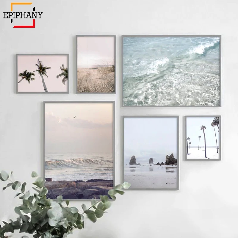 Настенная живопись на холсте в виде пастельных пальм|Рисование и каллиграфия| |