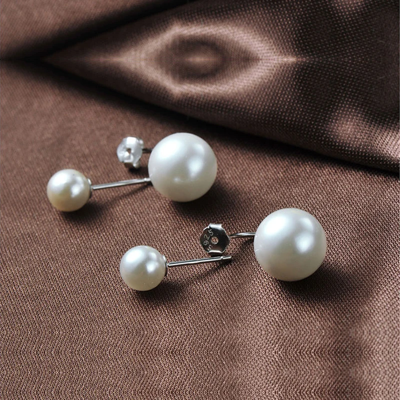 Серьги-гвоздики VICHOK с двойным шариком и жемчугом серьги-гвоздики из