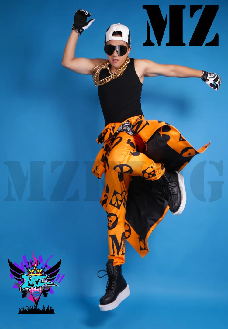 

S-4xl ! Men Fashion Club Singer Dj Grows Gd Runway Looks Orange Europe America Printing Long Trench Coat Costumes Formal Dress