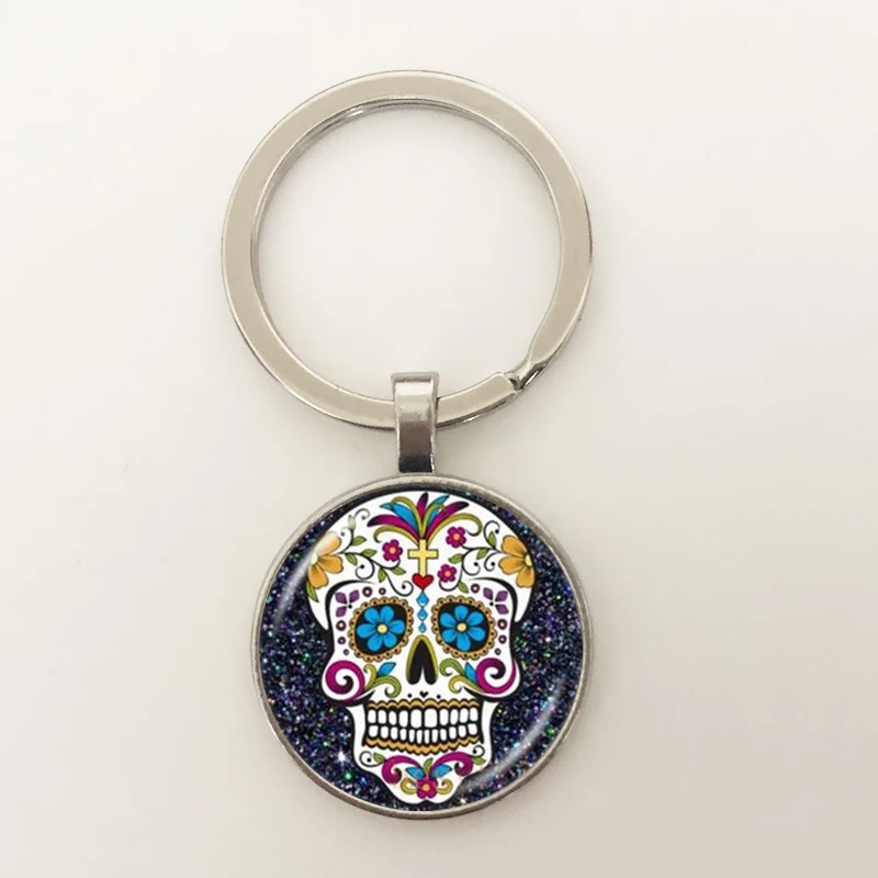 2019 День мертвых сахарных черепов Пряжка для ключей Скелет фото Татуировка