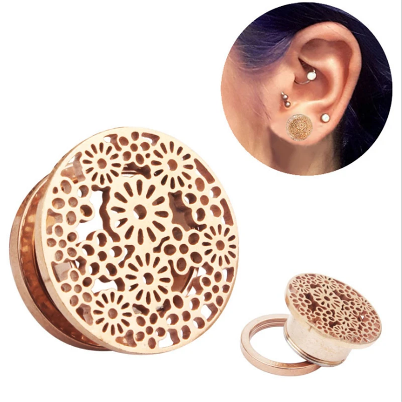 Туннель для ушей в летнем стиле измерительный винт золотые растяжки расширитель