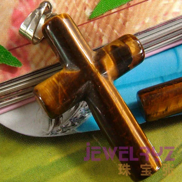 Новая # красивая модная Подвеска Крест из натурального тигрового глаза каменная