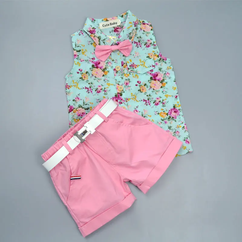 2018 2-6 Age Boy Brand Set Summer for Children Clothing Sets Baby Boys T Shirts+shorts+belt 3pcs Pants Sports Suit Kids Clothes |