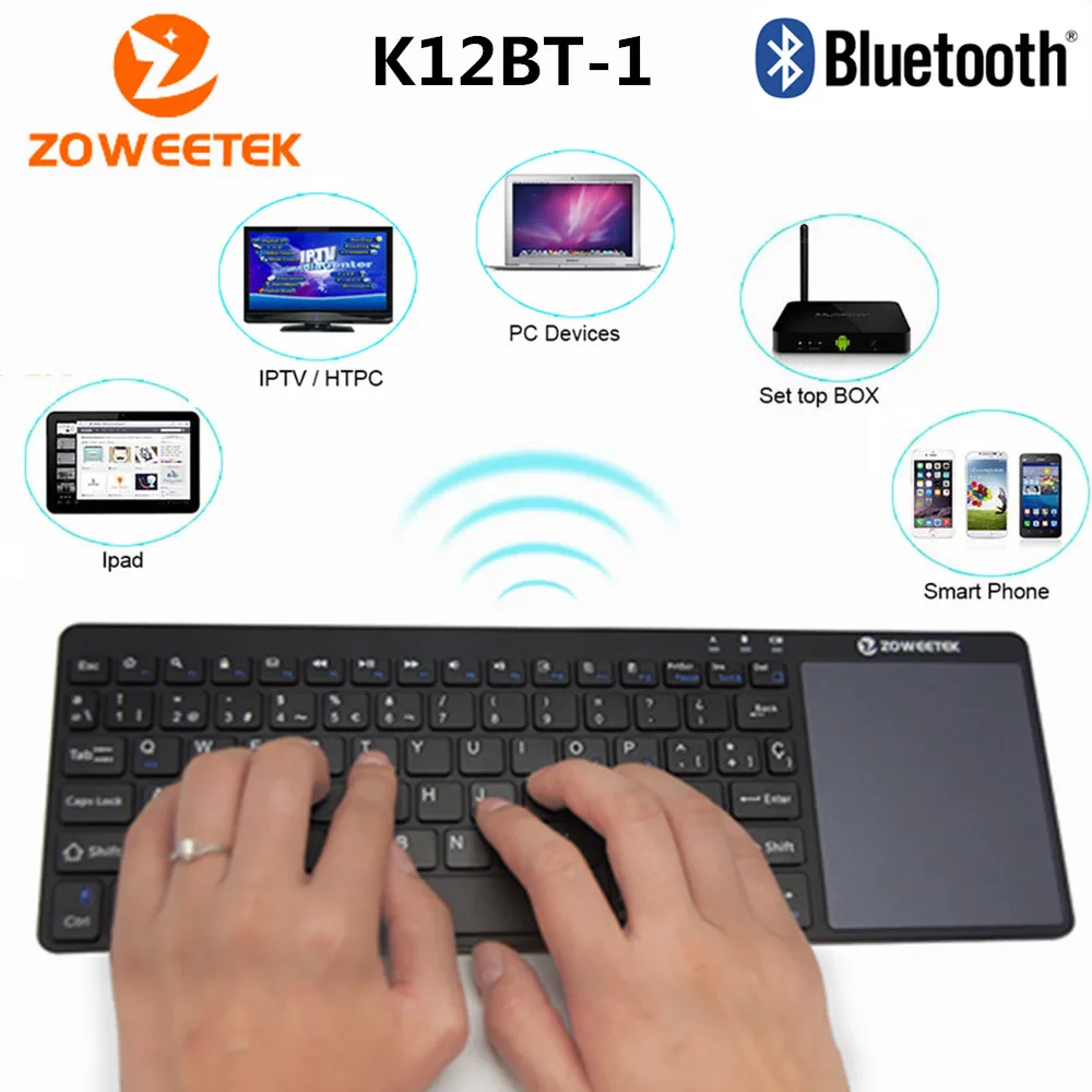 Zoweetek K12BT 1 ультра тонкий Беспроводной еврейская испанская клавиатура Bluetooth с