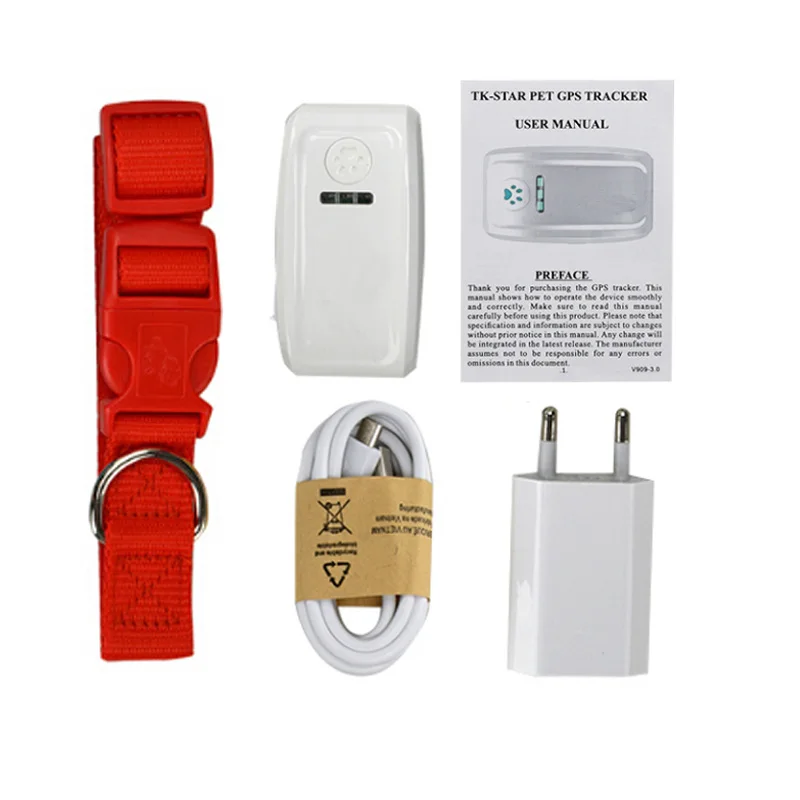 red without box Водонепроницаемый TKSTAR LK909 TK909 gps трекер в режиме реального времени для питомцев, собак, кошек, кроликов, gps ошейник для отслеживания, платформа - Цвет: red without box
