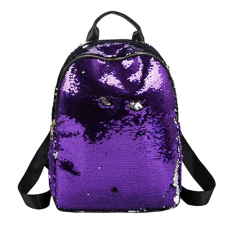 Purple Блестящий женский рюкзак с блестками, рюкзак для девочек-подростков, Модный женский рюкзак золотого и черного цвета, школьная сумка с блестками, Повседневная дорожная сумка - Цвет: Purple