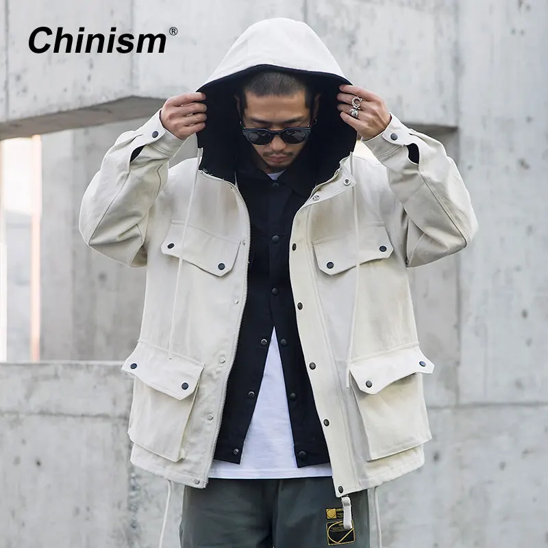 CHINISM куртка с капюшоном несколькими карманами и буквенным принтом Мужская