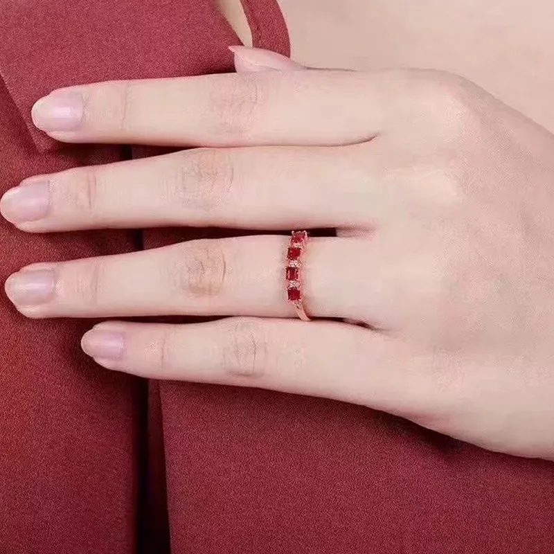 Женское кольцо из серебра 925 пробы с рубином 2 мм|fine jewelry|gemstone jewelrygemstone rings silver |