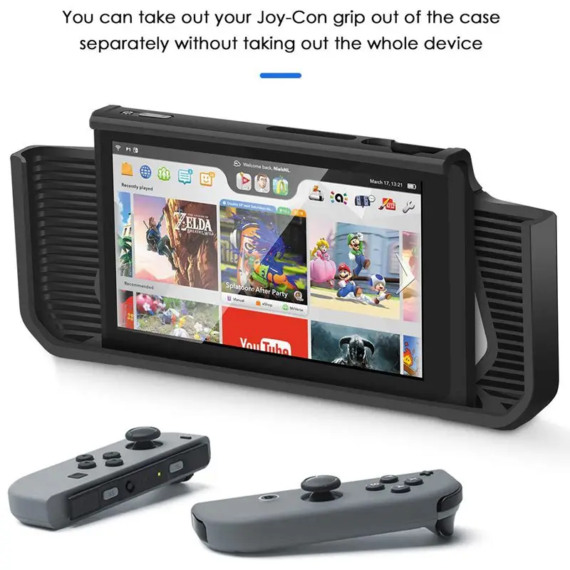 Защитный чехол для Ni ntendo Switch черный мягкий из ТПУ амортизирующий бампер Nin tendo 2017