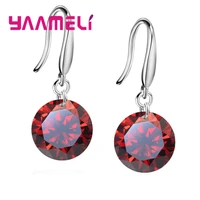 promotions good quality 925 sterling silver 10mm shining crystal woman girl candy hook dangle earrings gifts colors
