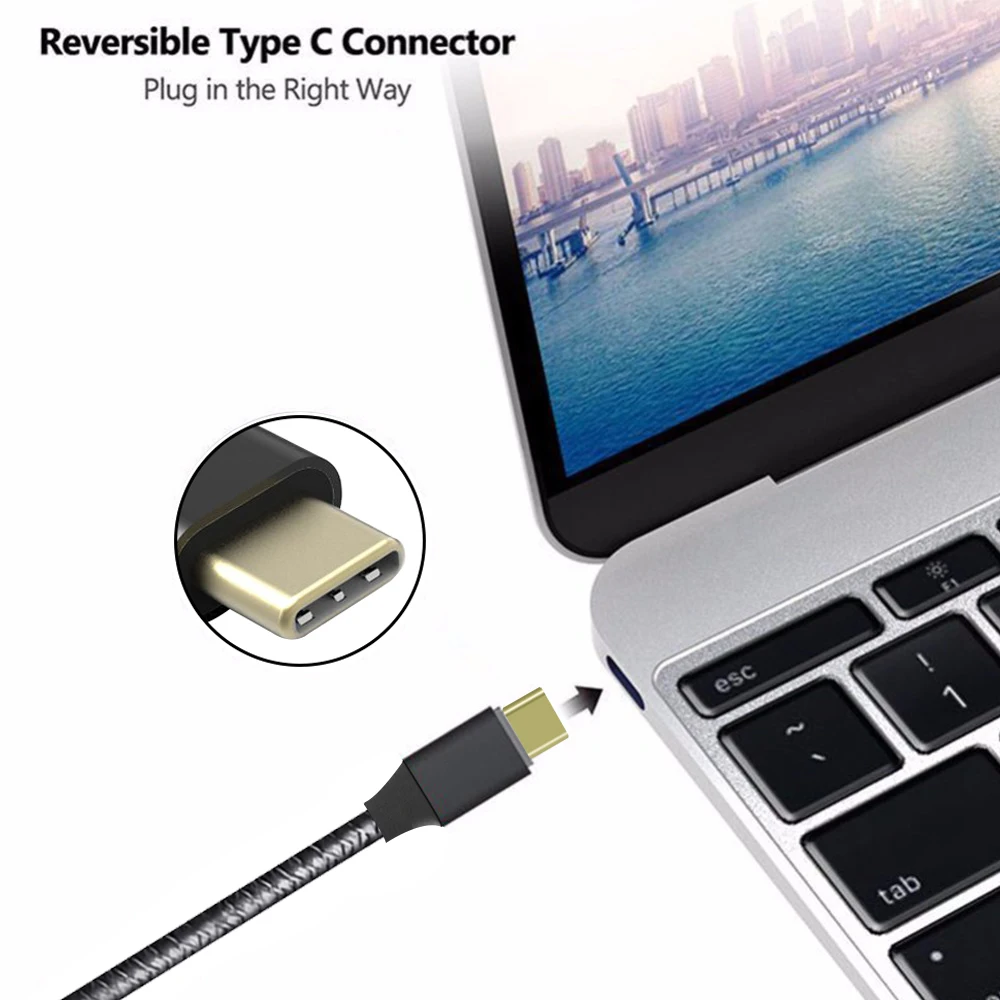 USB C адаптер для дисплея кабель (поддержка 4K @ 60 Гц) (Thunderbolt 3) до DP 1ft длина MacBook Pro Google