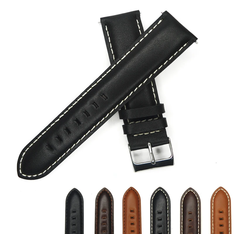 Italy Genuine Leather Watch Strap 16mm 18mm 20mm 22mm 24mm Watch Band Black Dark Light Brown For Hour daniel wellington watch