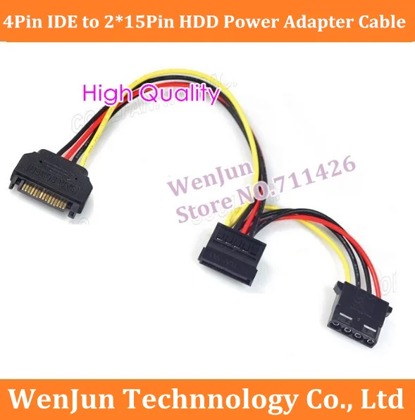 

100PCS Free Shipping Serial ATA SATA 4 Pin IDE Molex to 2*15 Pin HDD Power Adapter Cable