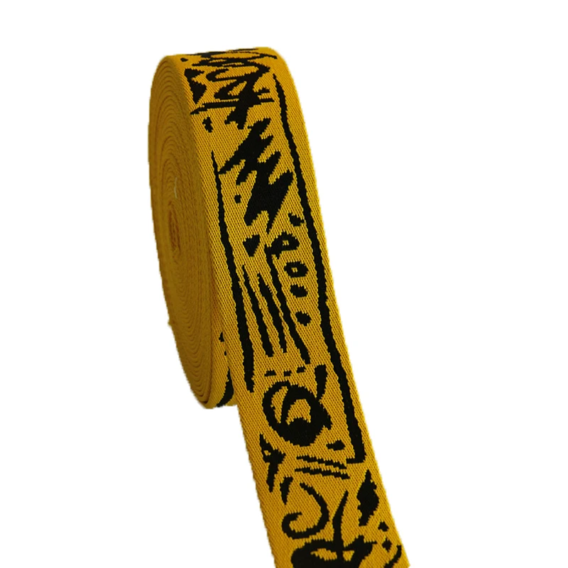 Hot Quality New Design 42MM Polyester Jacquard Webbing Belt With Finishing Line Yellow/Black Colorful | Дом и сад