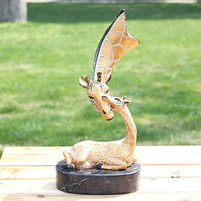 Бронзовая статуя жирафа интимное украшение для матери олень художественные