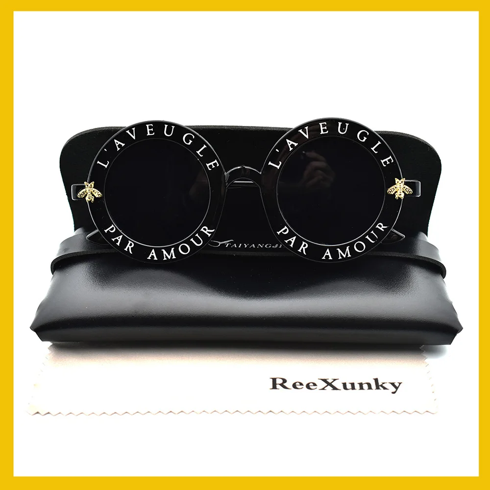 Fashion Unisex Round Retro Sunglasses Ladies Glasses Circle Classic Honey Letter Design Logo Men Dark Driving | Аксессуары для