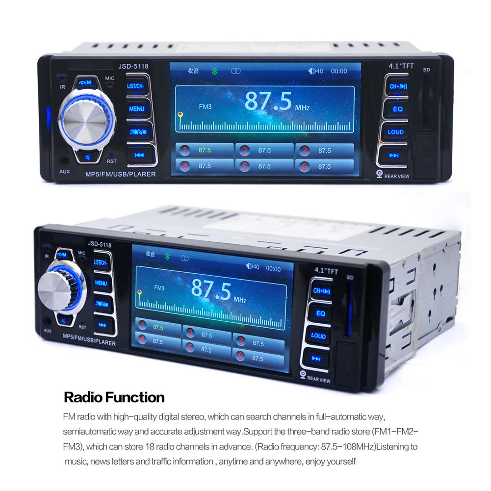 Встроенный Wirel 4 1 дюймовый HD автомобиля FM Аудио плеер Bluetooth MP5 U флэш накопитель с