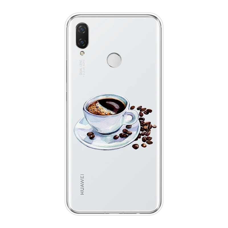 Мягкий ТПУ чехол для телефона силиконовый Huawei Nova Smart Lite 2017 кофе девушка пить
