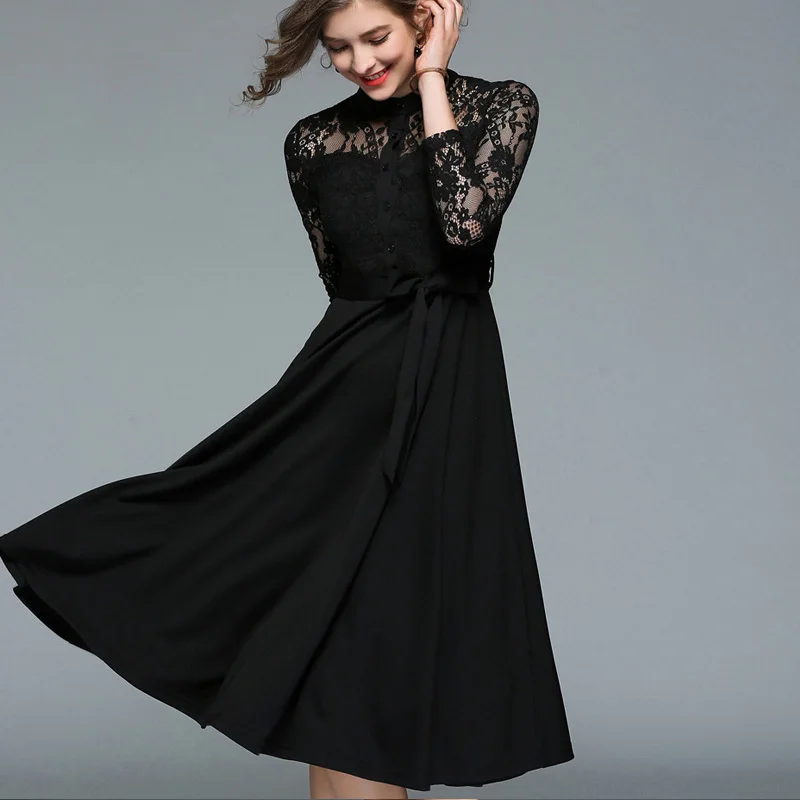 ZOSOL Весна Новый Для женщин выдалбливают кружева лоскутное Повседневное модная