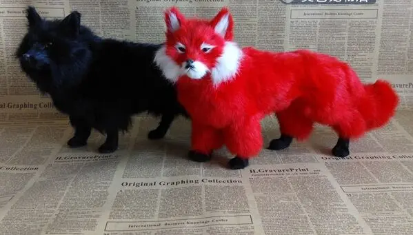 

large 35x12x23cm standing fox model polyethylene&furs handicraft prop,home decoration gift a1639