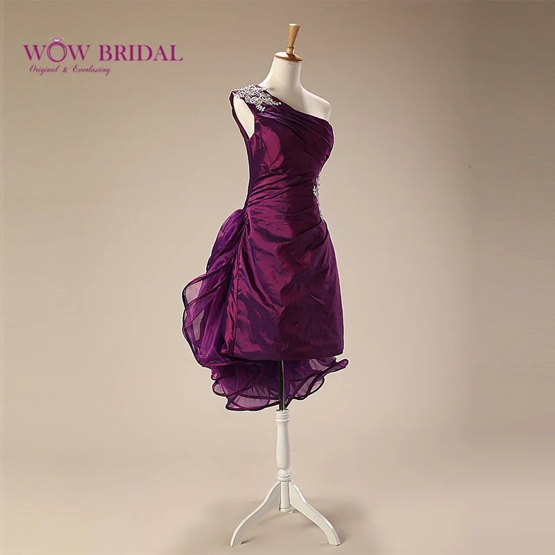 Wowbridal Purple Mother of the Bride Dresses One Shoulder Short Knee Length Evening Suit SH0022 | Свадьбы и торжества