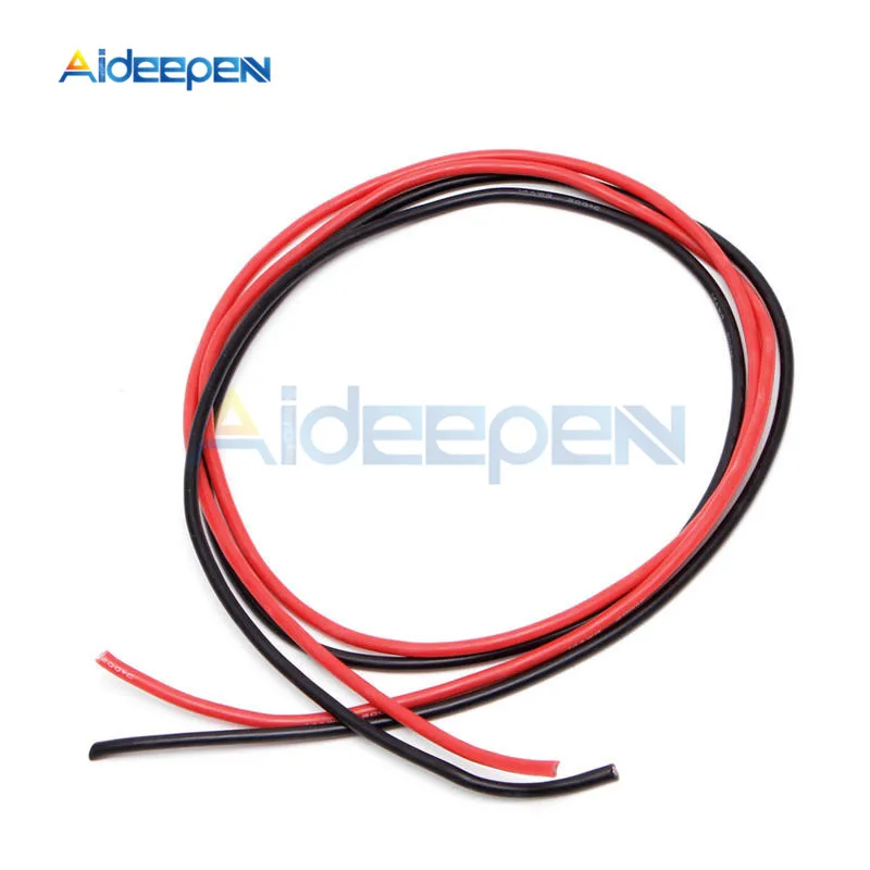 1 пара 14 AWG Калибр провода гибкие многожильные медные кабели с силиконовой оплеткой для RC черный красный 2 м Длина