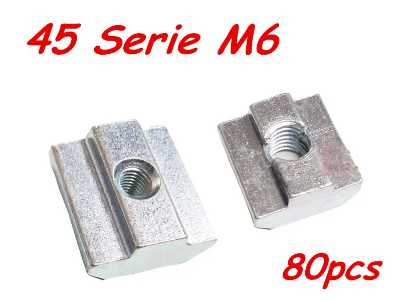 80 шт./лот T раздвижные гайки блок квадратные M6 для 4545 алюминиевый профиль пластина