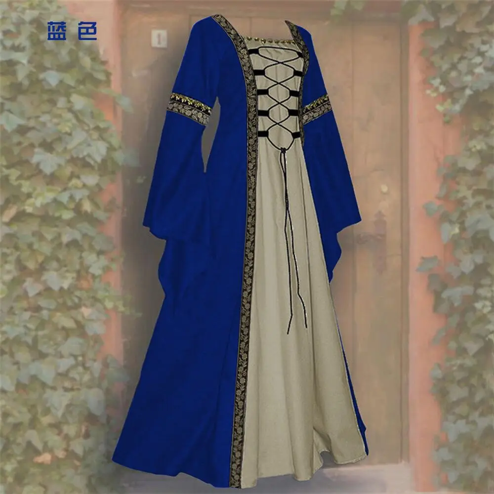 Женское винтажное платье до пола в кельтском стиле с длинным рукавом