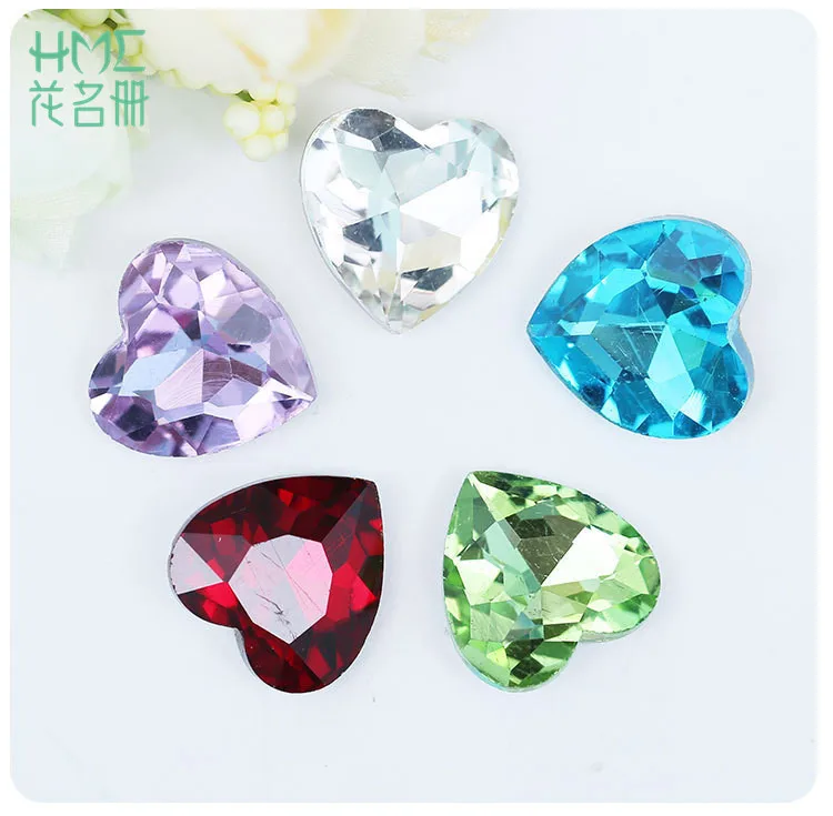 Various color Glass Crystal heart shape glue on rhinestone beads For Clothing diy phone accessories 8mm 10mm 12mm 14mm 18mm 27mm | Дом и сад