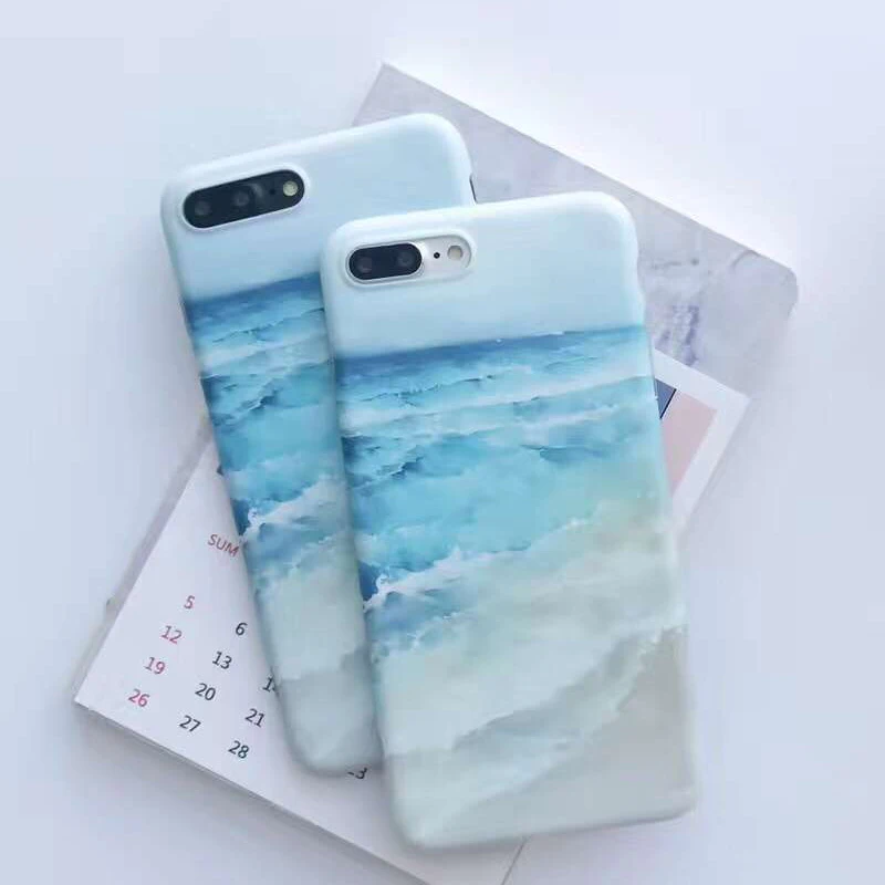 Tfshining Blue Sea Waves beach Silicon Phone case For apple iphone 6 6s 7 8 plus IMD Ocean TPU Case X back cover capa |