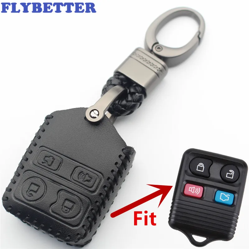 Чехол для ключей FLYBETTER из натуральной кожи с 4 кнопками Ford Crown/Victoria/Escape/Expedition/Explorer