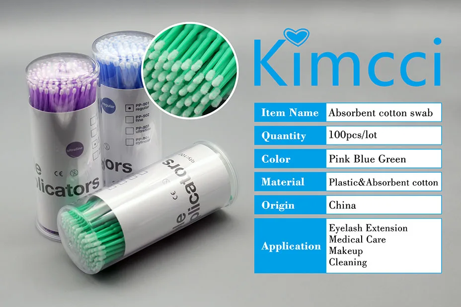 Kimcci 100 шт./лот Одноразовые Макияж Щетка для ресниц ватные тампоны, клей для наращивания ресниц удаление инструмент мини отдельных аппликаторы