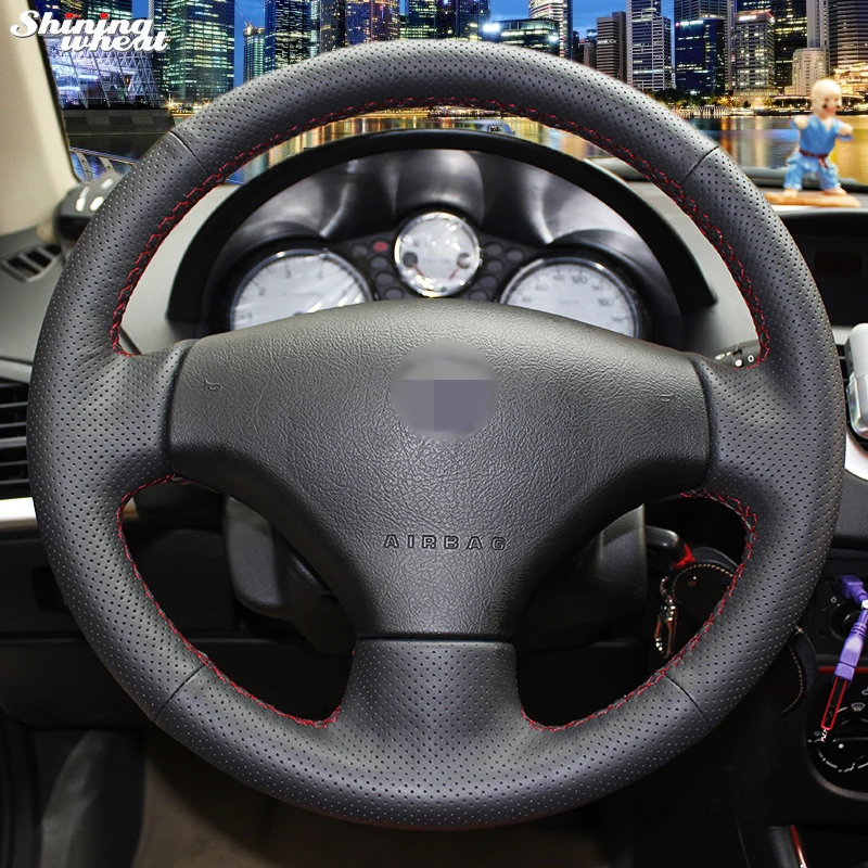 Чехол на руль BANNIS для Peugeot 206 2007 2009 /207 / Citroen C2 черный кожаный чехол ручной