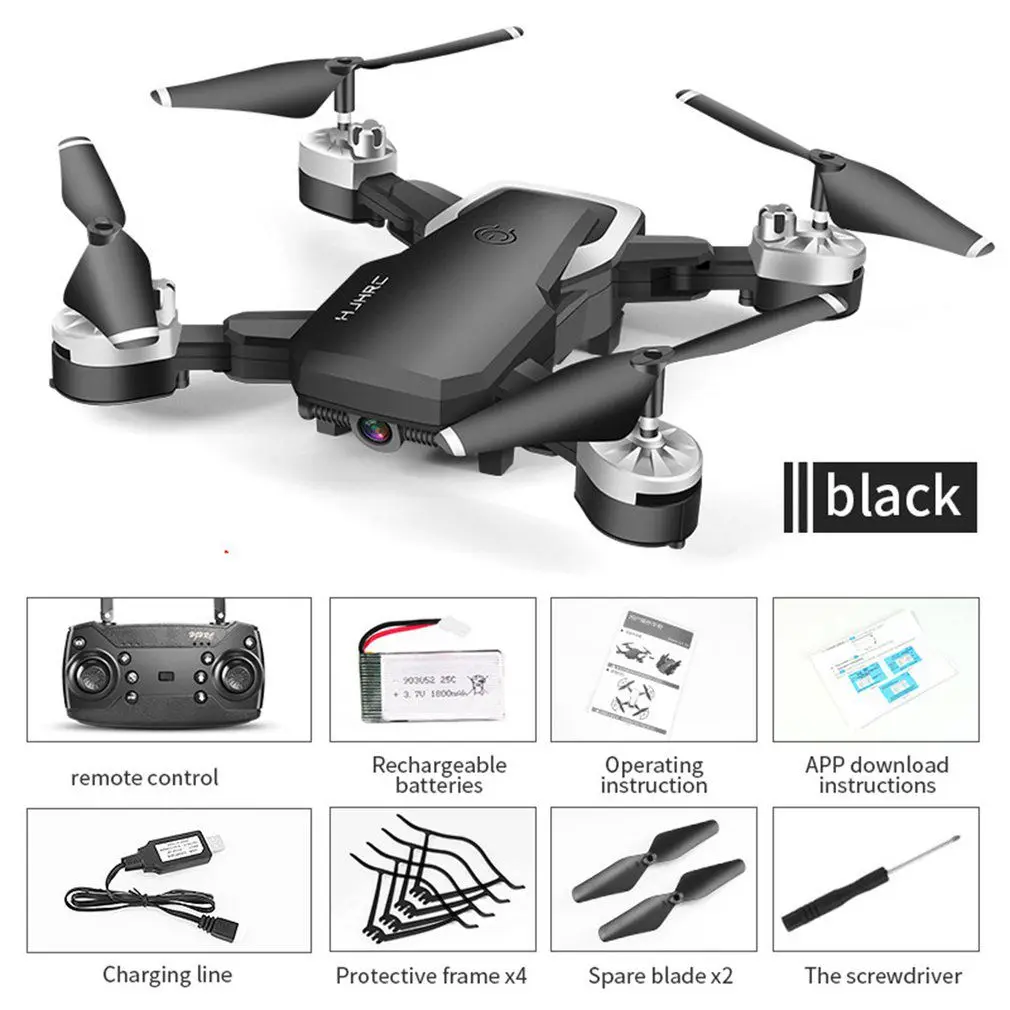 5MP Black HJ28 складной Радиоуправляемый Дрон 4 канала Wifi 2MP/5MP FPV камера Дрон высота удержания жестов фото/видео Радиоуправляемый квадрокоптер модель вертолета - Цвет: 5MP Black