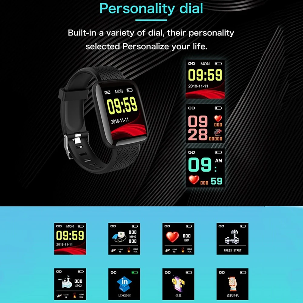 BINSSAW New Smart Watch Men Women Heart Rate Monitor Blood Pressure Fitness Tracker Smartwatch Sport voor ios Android telefoon